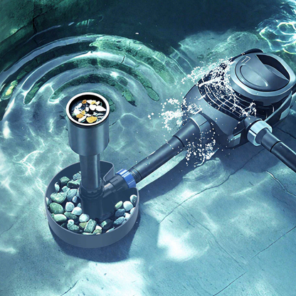 SunSun CSP-40 skimmer installed in pond removing surface debris