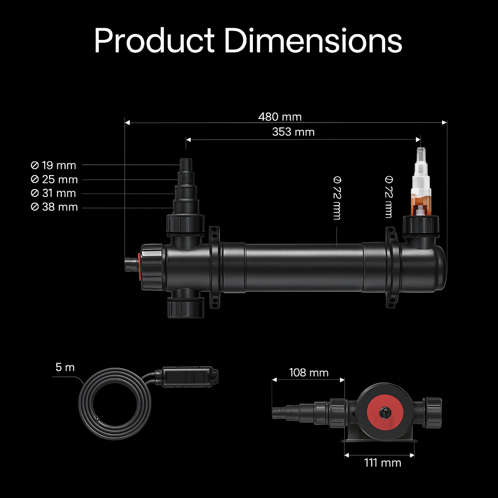 SunSun CUV-136 Pond Clarifier – 36W UVC Lamp